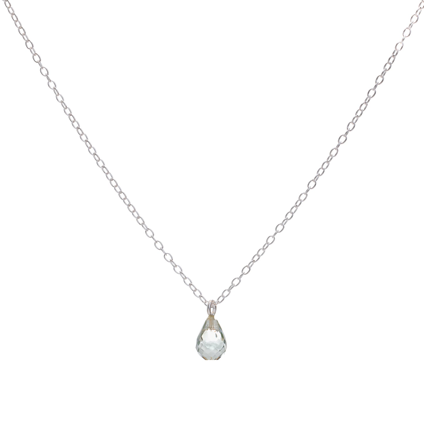 Silver Aquamarine Teardrop Necklace