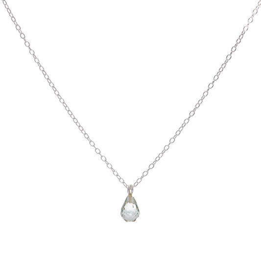 Silver Aquamarine Teardrop Necklace