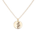Gold Gladiolus August Birth Flower Necklace