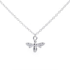 Minimalist Silver Bee Necklace