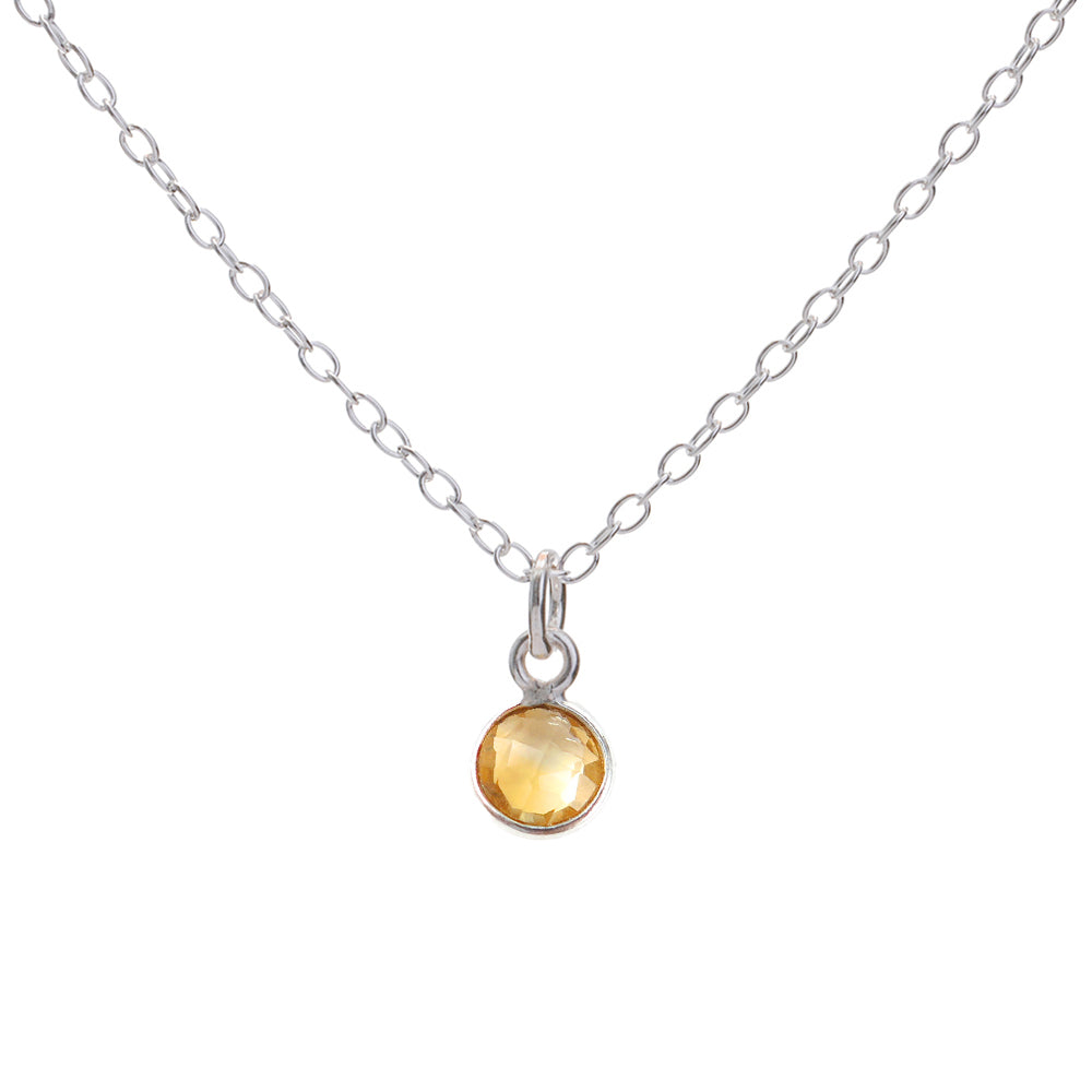 Silver Citrine November Birthstone Necklace