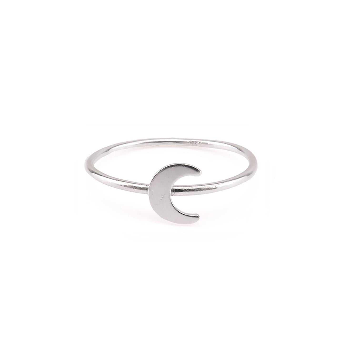 Silver Crescent Moon Stacking Ring