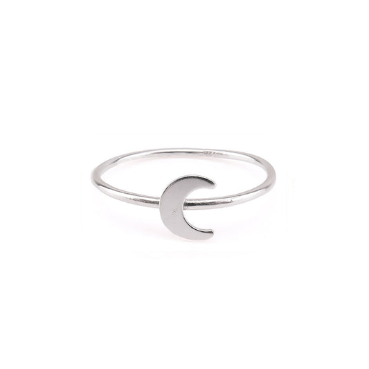 Silver Crescent Moon Stacking Ring