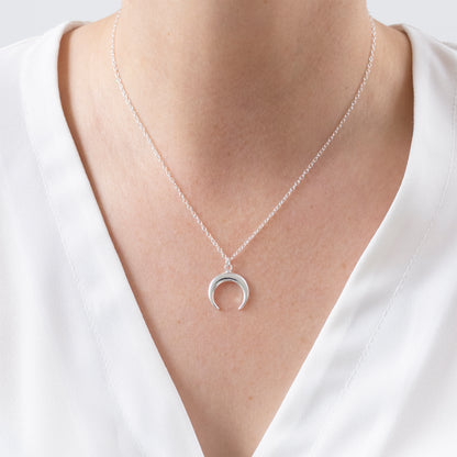 Silver Crescent Necklace