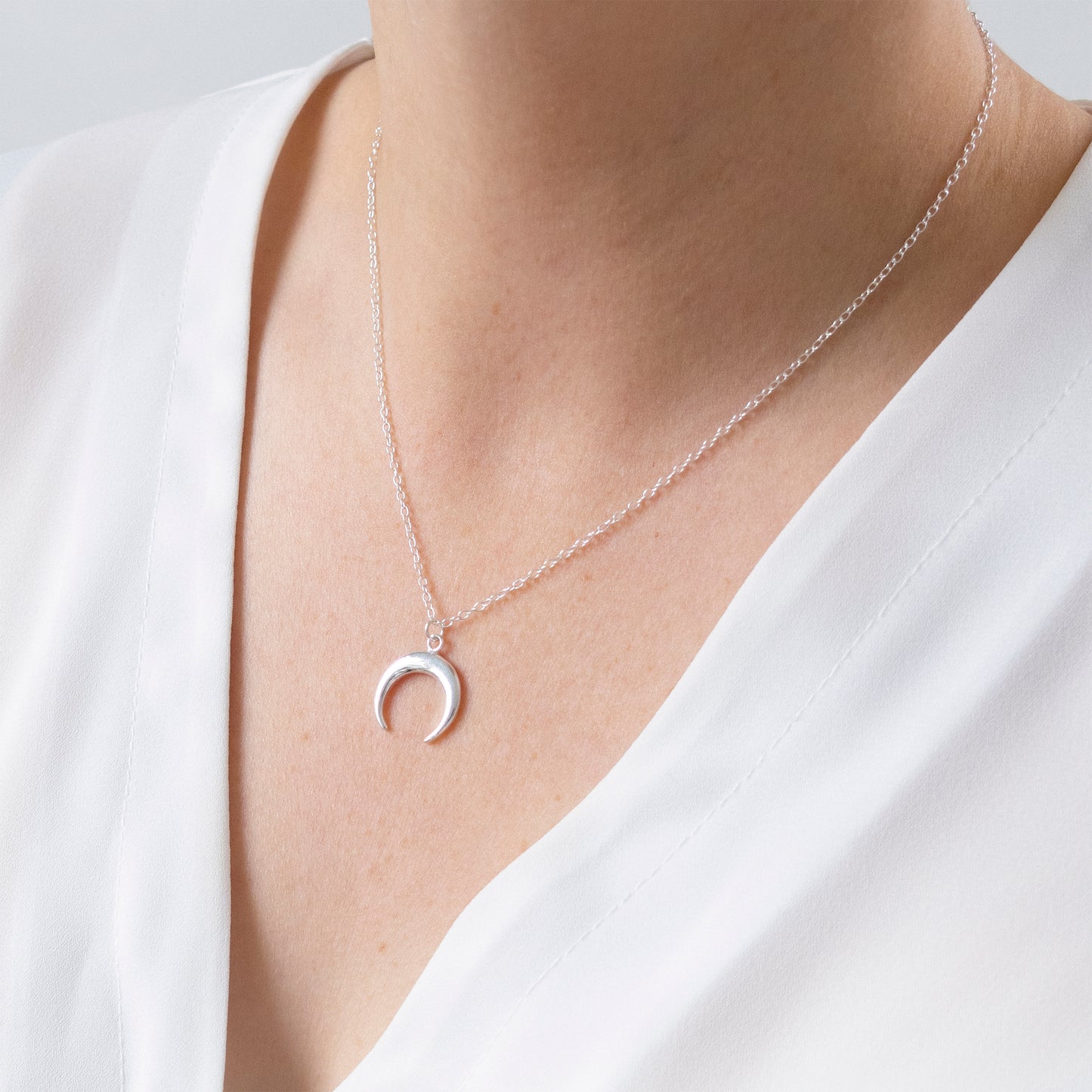 Silver Crescent Necklace