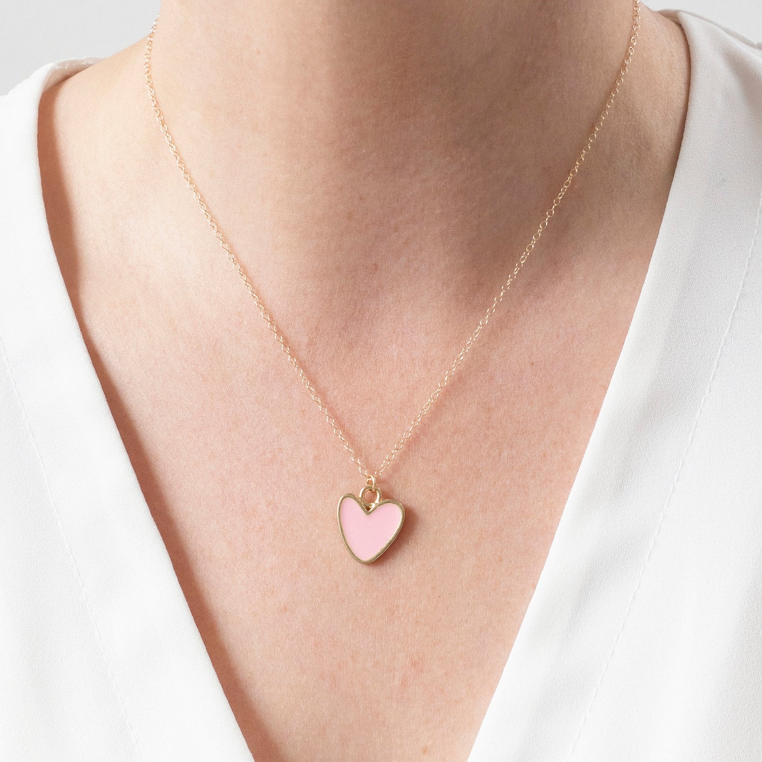 Gold Enamel Heart Necklace