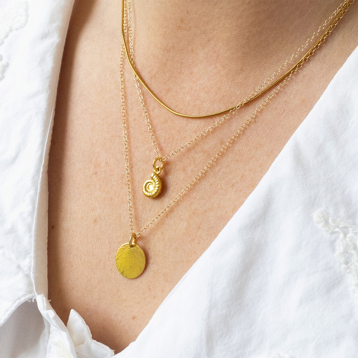 Gold Ammonite Fossil Necklace