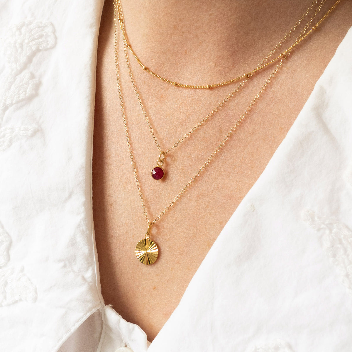 Gold Garnet January Birthstone Necklace