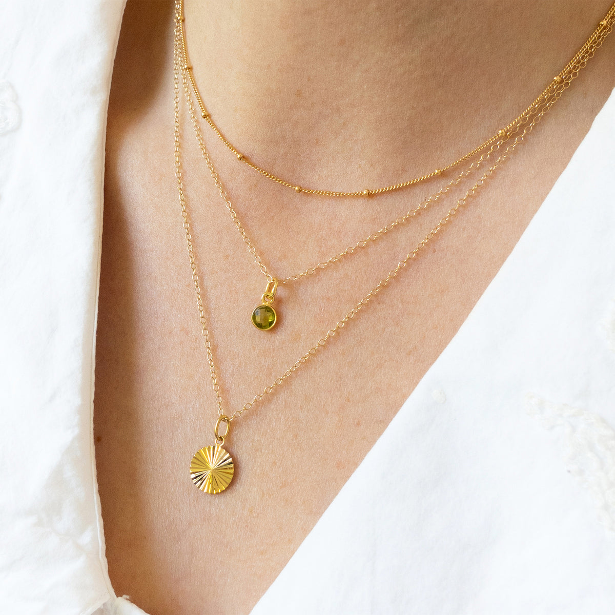 Silver Peridot August Birthstone Necklace