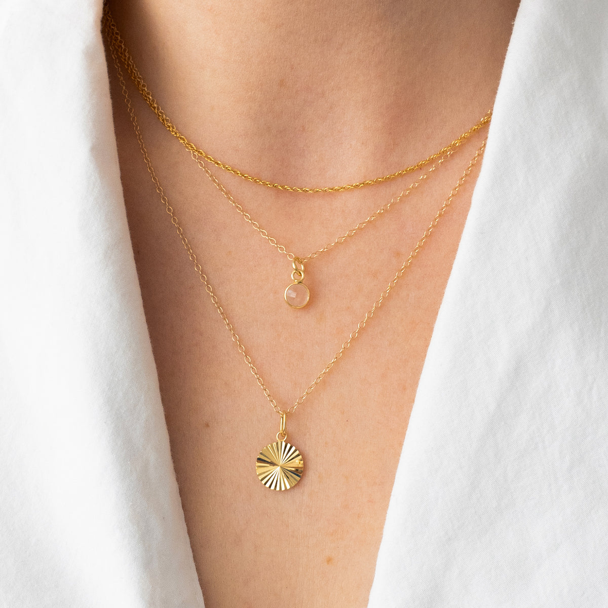 Gold Rose Quartz October Birthstone Necklace