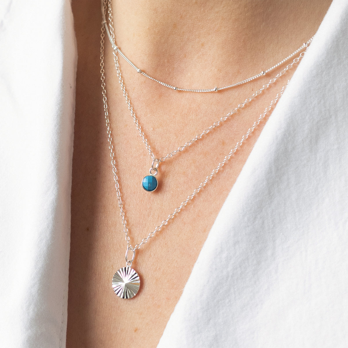 Silver Turquoise December Birthstone Necklace
