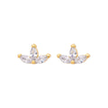 Gold Cubic Zirconia Leaf Stud Earrings