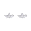 Silver Cubic Zirconia Leaf Stud Earrings