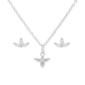 Matching Silver Cubic Zirconia Bee Necklace & Earrings