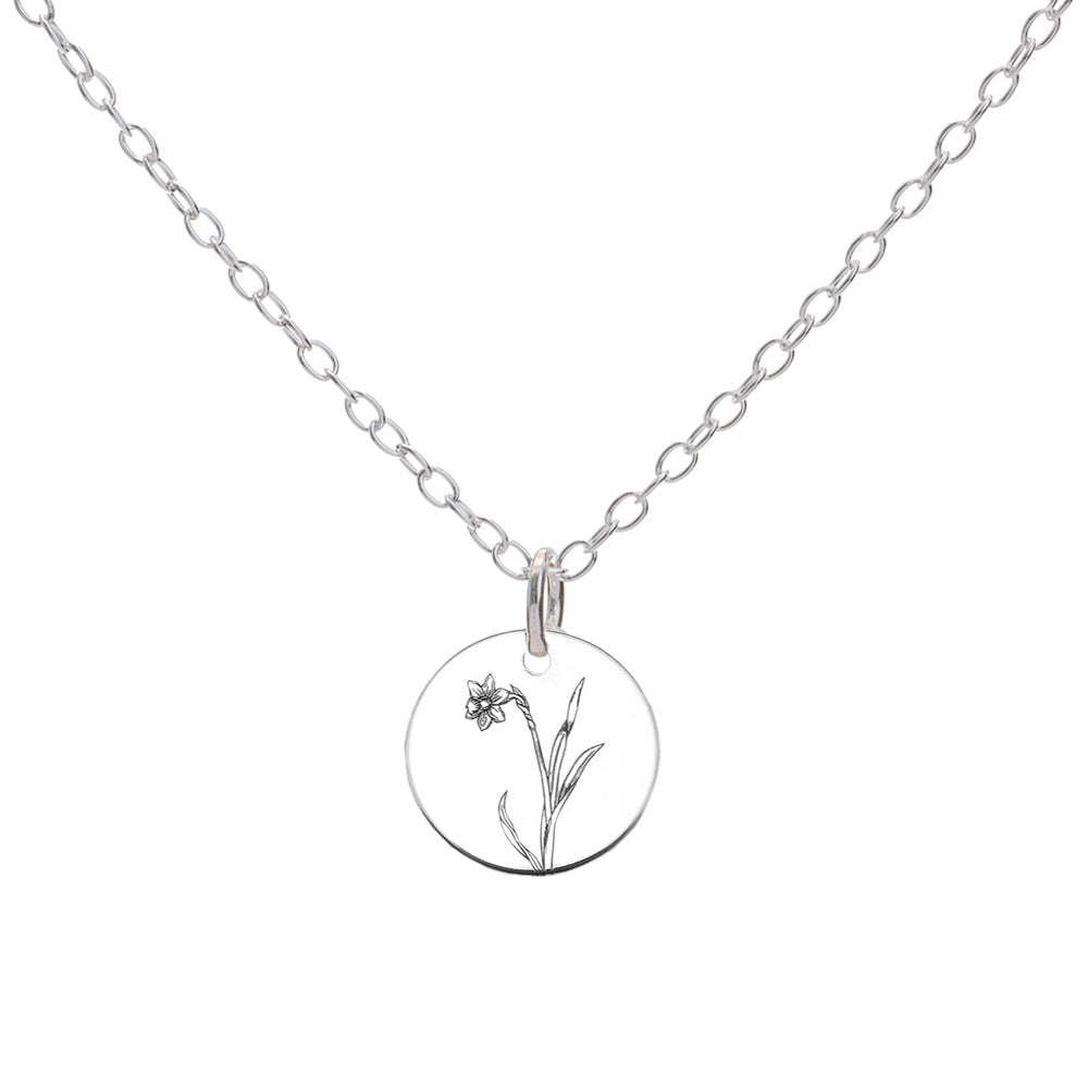 Silver Narcissus December Birth Flower Necklace