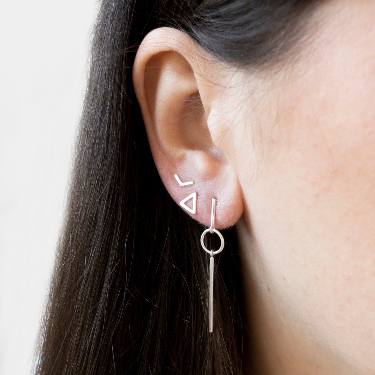 Silver Circle & Bar Earrings