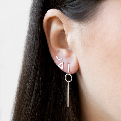 Silver Circle & Bar Earrings