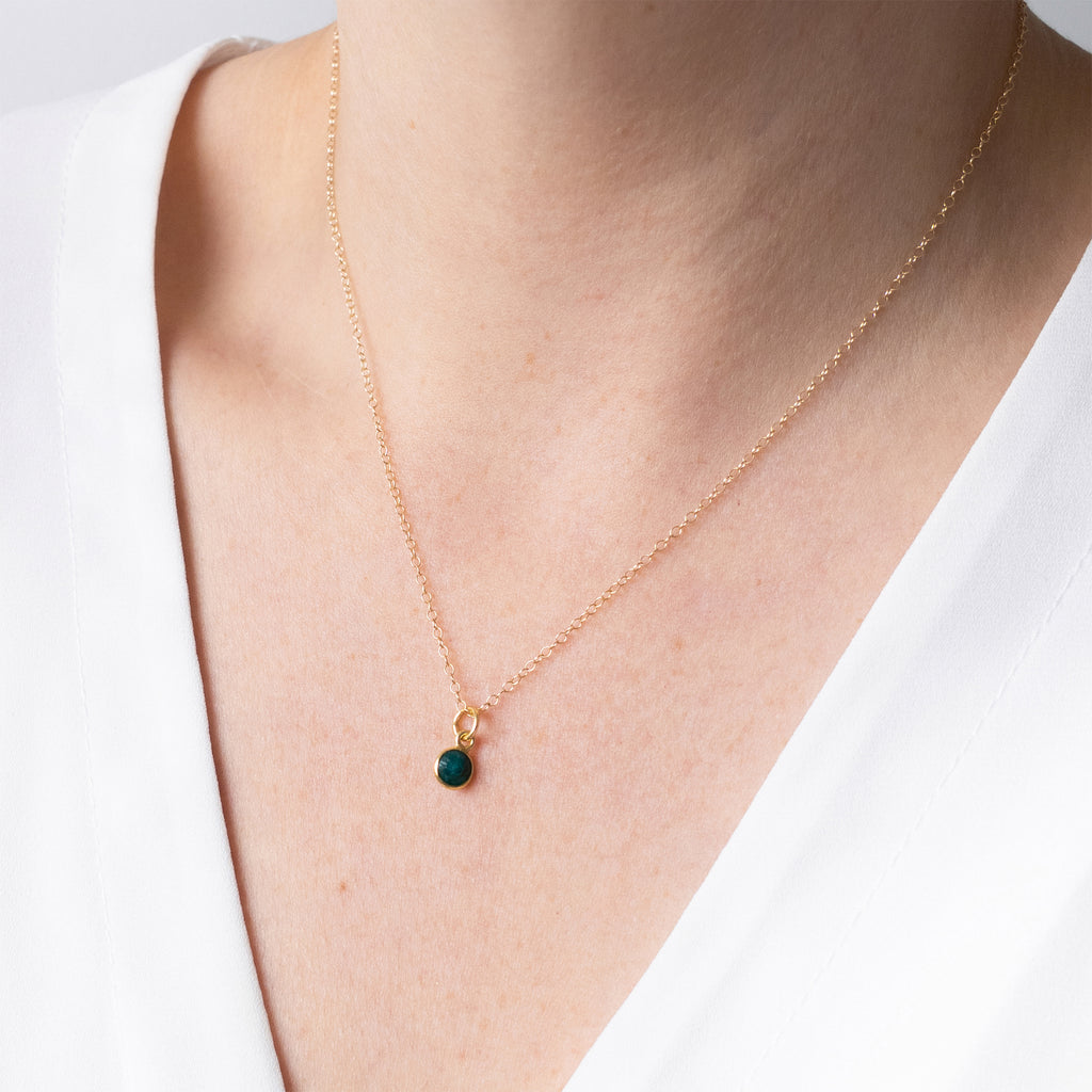 Gold Emerald May Birthstone Necklace