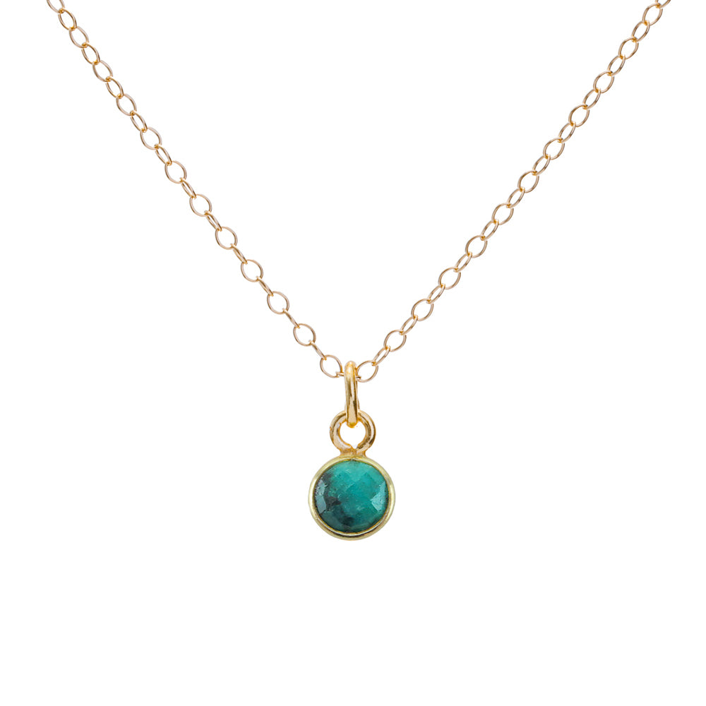 Gold Emerald May Birthstone Necklace