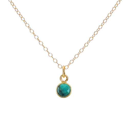 Gold Emerald May Birthstone Necklace