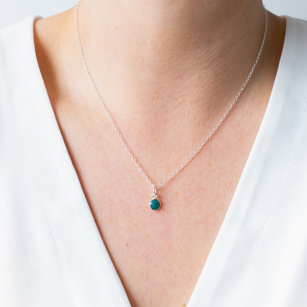 Silver Emerald May Birthstone Necklace