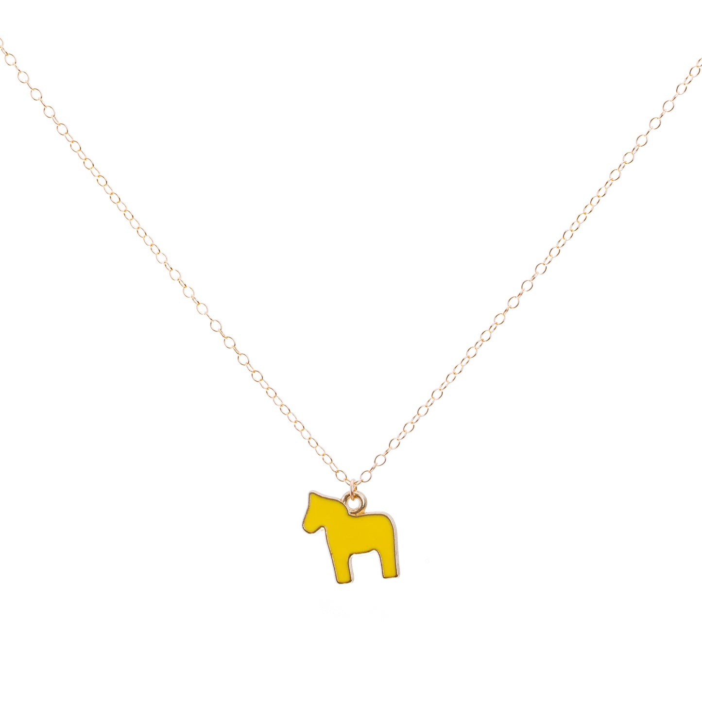 Gold Enamel Dala Horse Necklace