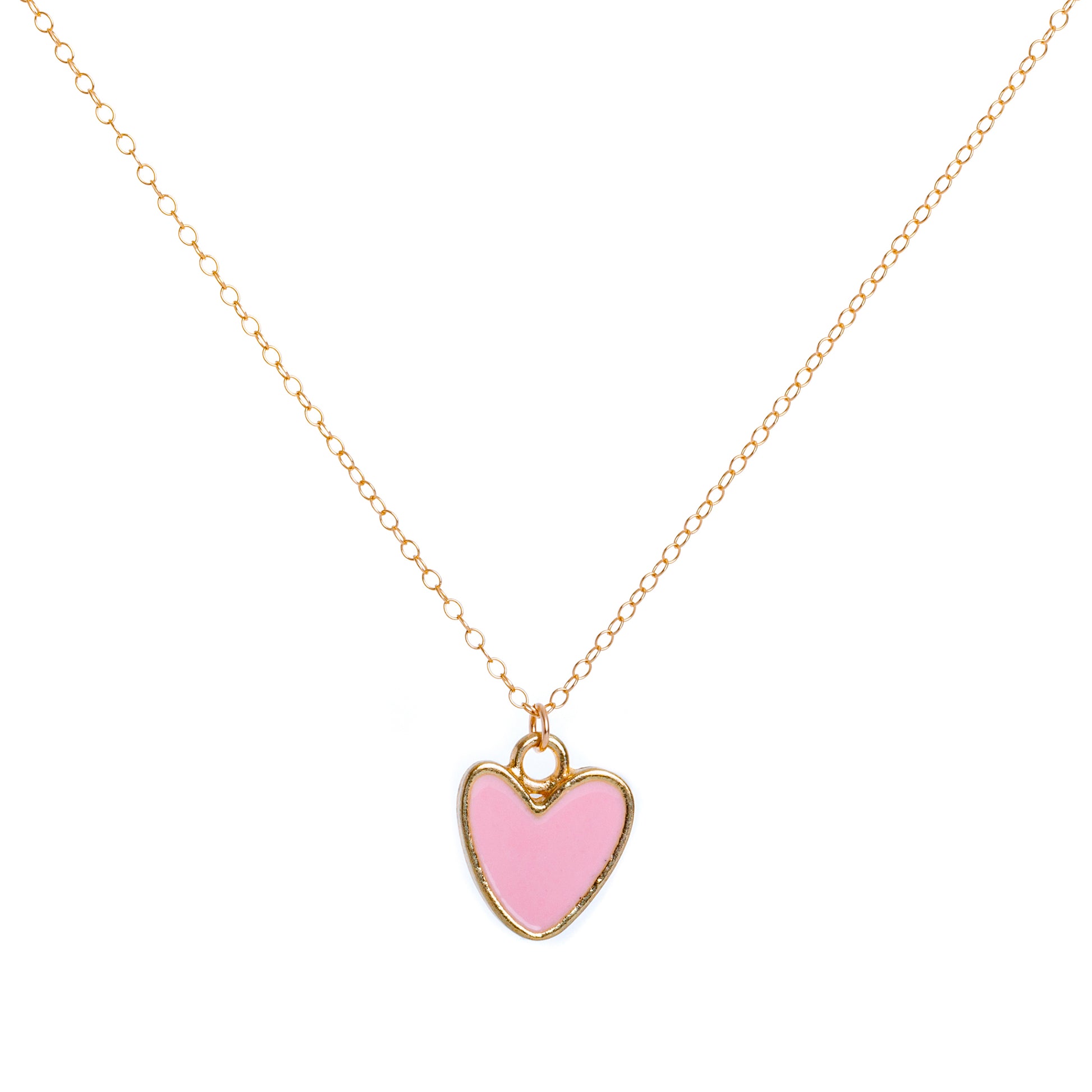 Gold Enamel Heart Necklace