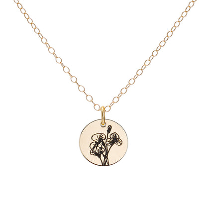 Gold Violet February Birth Flower Necklace