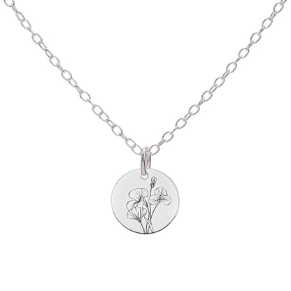 Silver Violet February Birth Flower Necklace