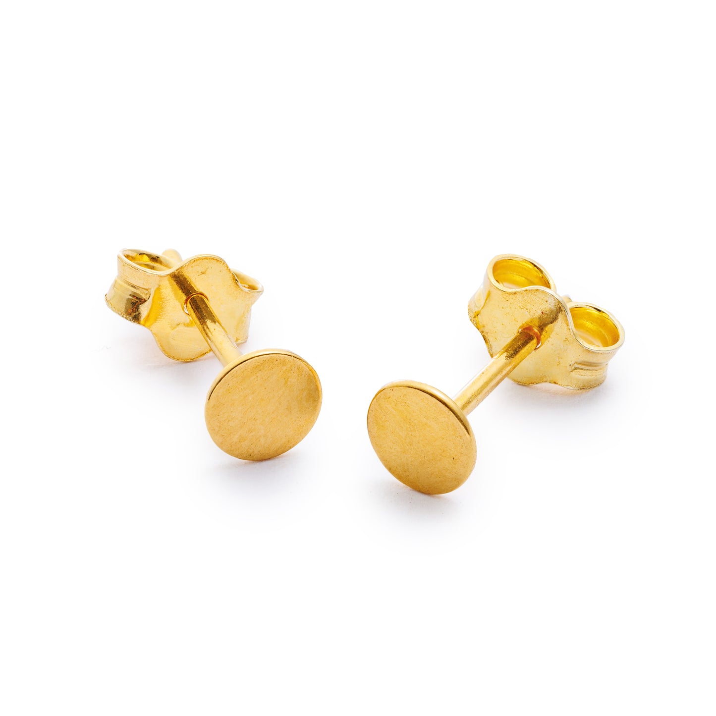 Gold Flat Circle Studs