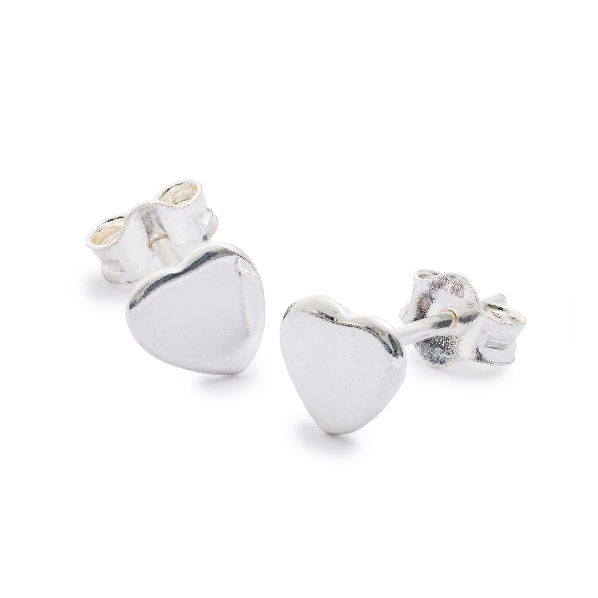 Silver Flat Heart Studs