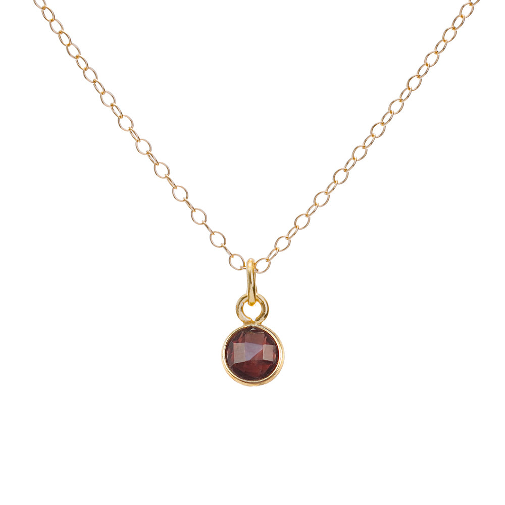 Gold Garnet January Birthstone Necklace