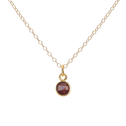 Gold Garnet January Birthstone Necklace