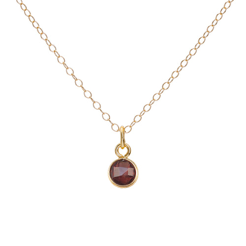 Gold Garnet January Birthstone Necklace