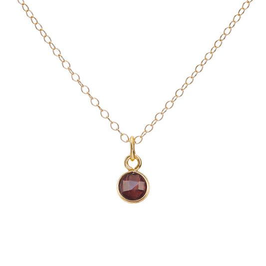 Gold Garnet January Birthstone Necklace
