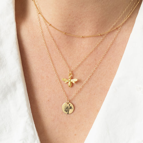 Gold Chrysanthemum November Birth Flower Necklace