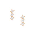 Gold Triple Cubic Zirconia Bar Studs
