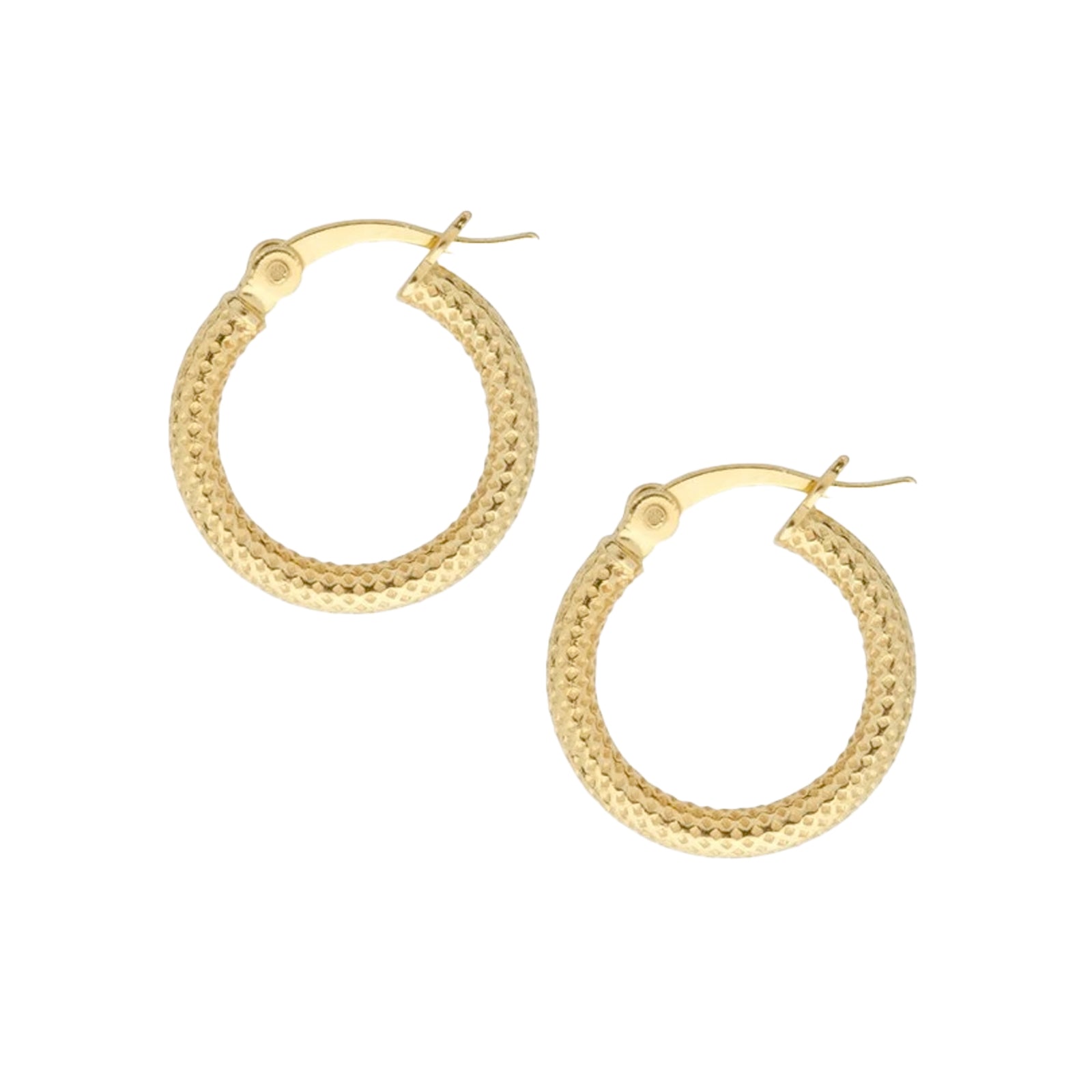 Gold Diamond-Cut Hinged Hoops