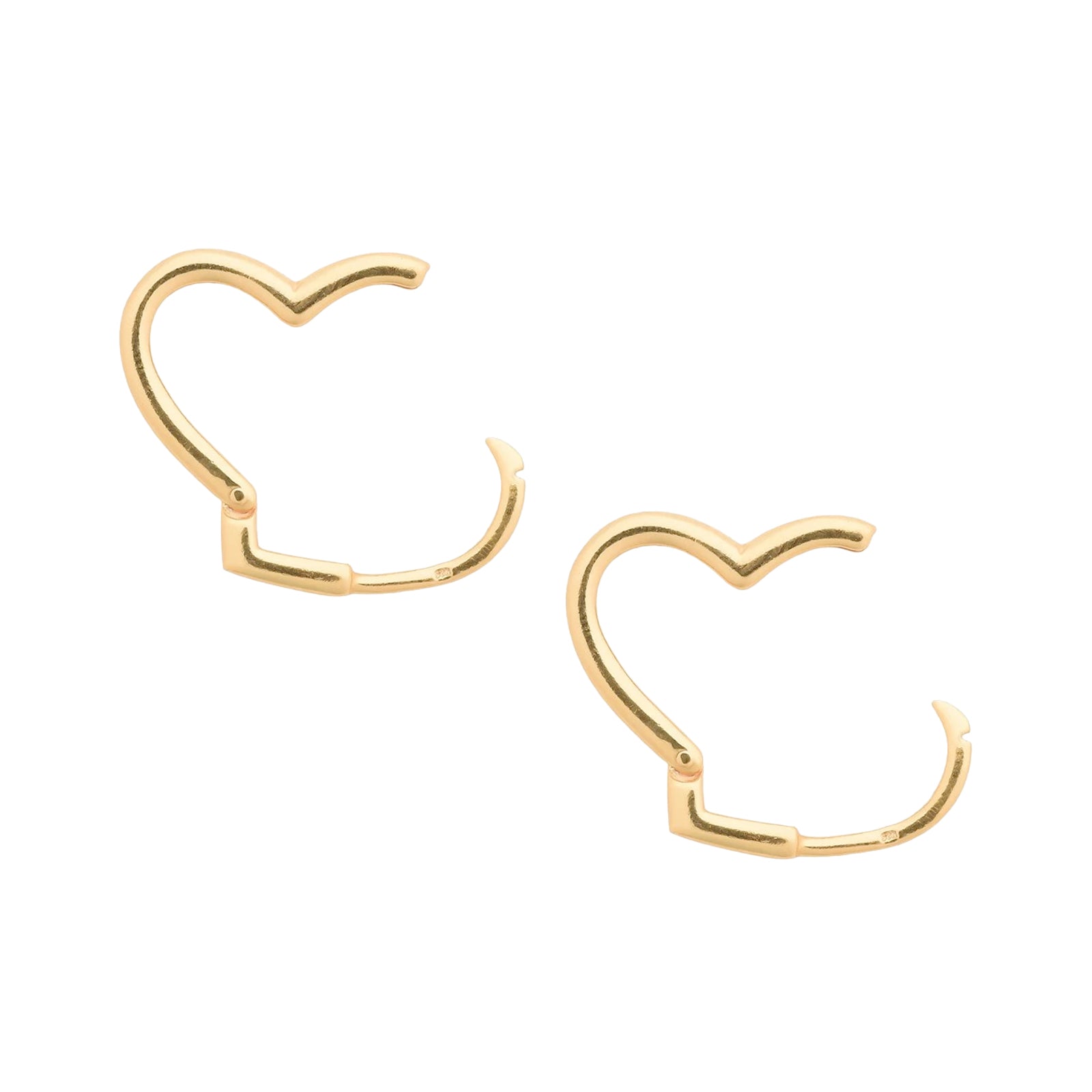 Gold Hinged Heart Hoops