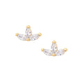 Gold Cubic Zirconia Leaf Stud Earrings