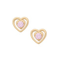 Gold Pink Heart Earrings