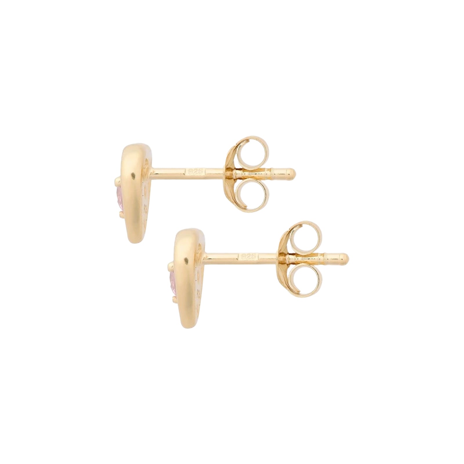 Gold Pink Heart Earrings