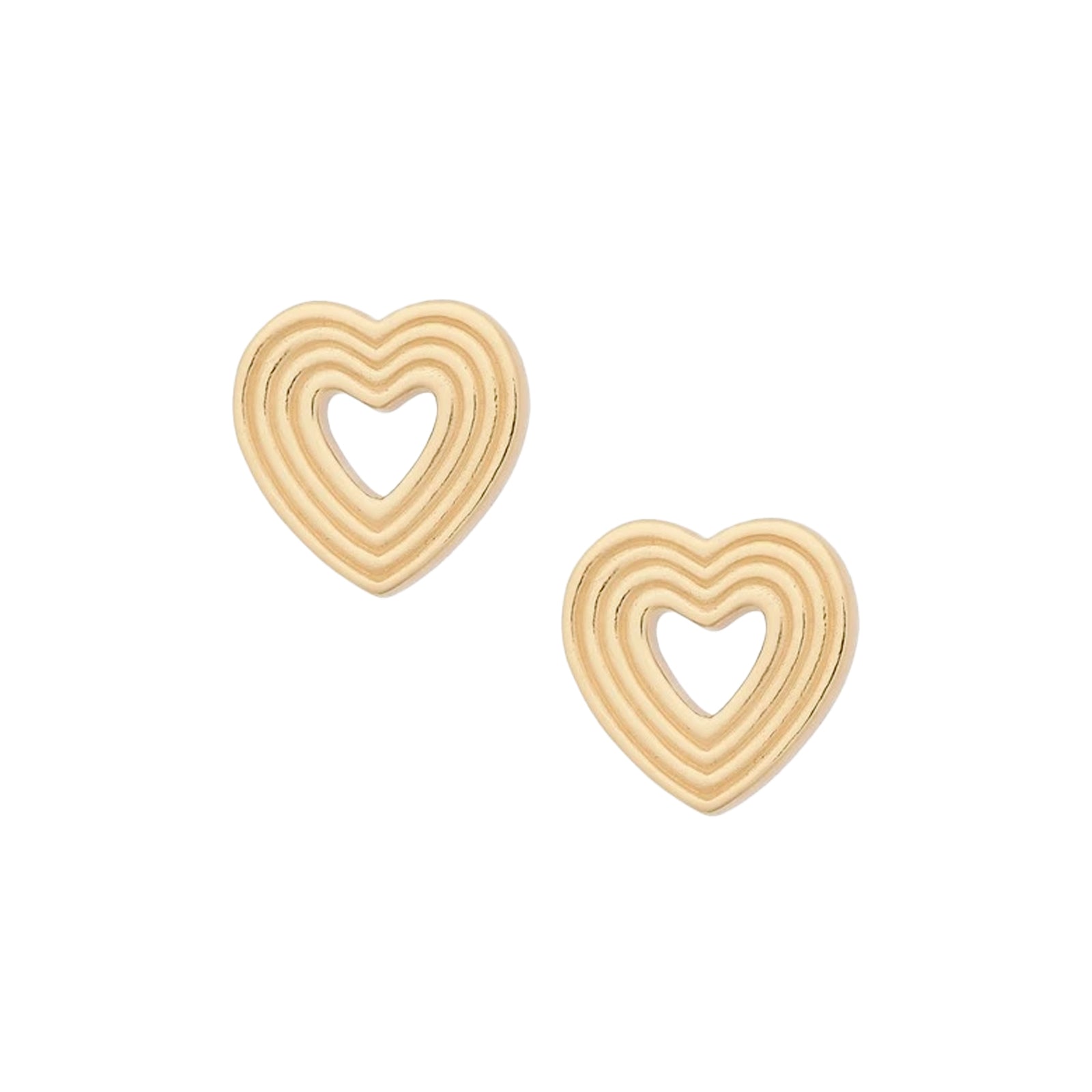 Gold Ripple Heart Earrings