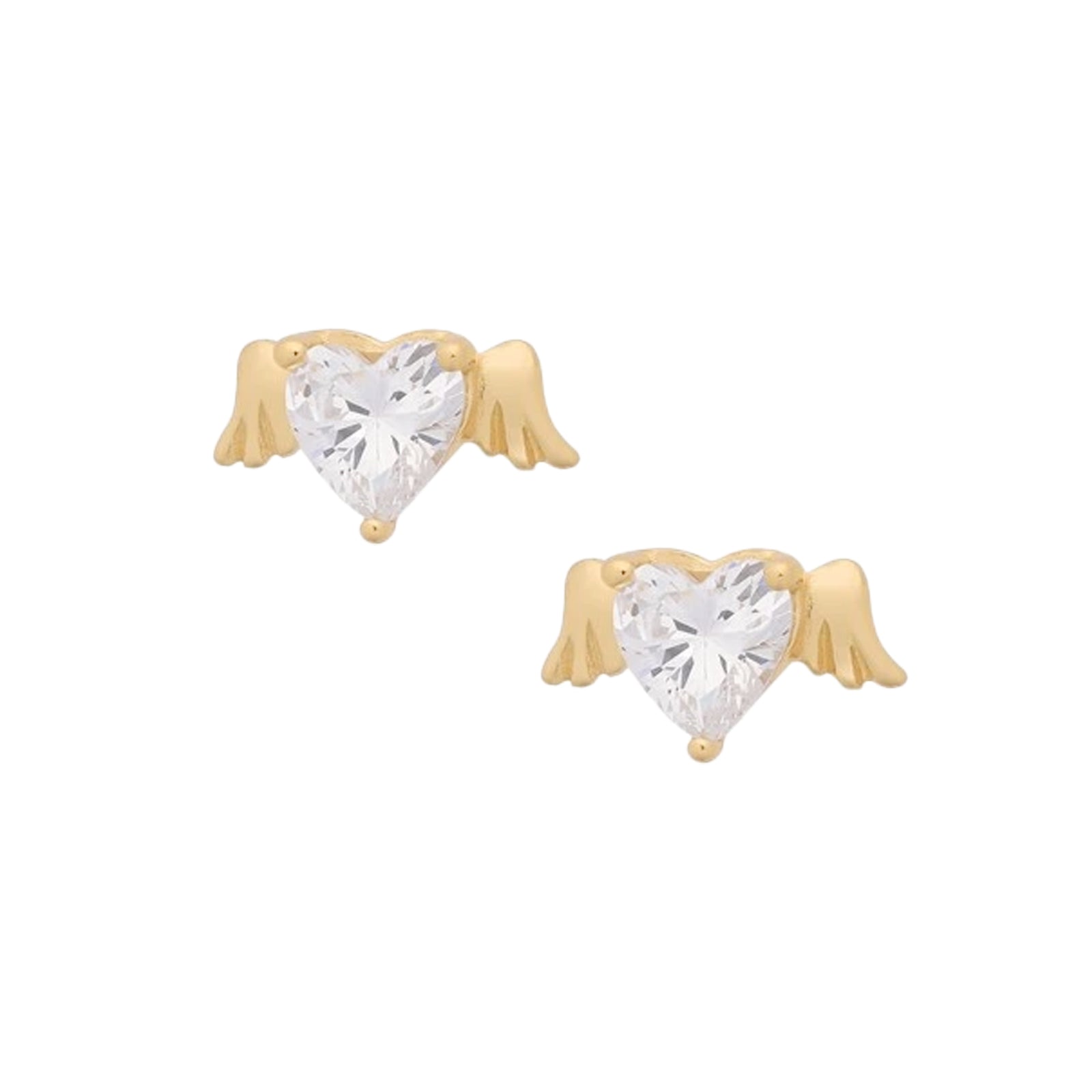 Gold Winged Heart Earrings