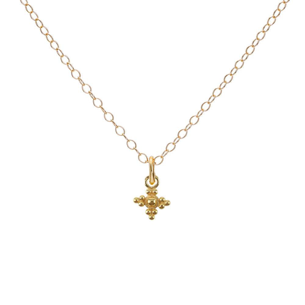 Gold Granulated Cross Necklace