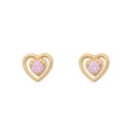 Gold Pink Heart Earrings