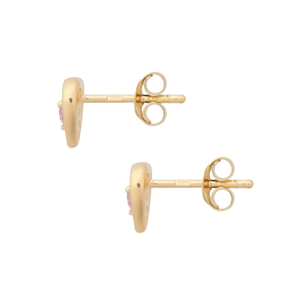 Gold Pink Heart Earrings