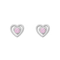 Silver Pink Heart Earrings