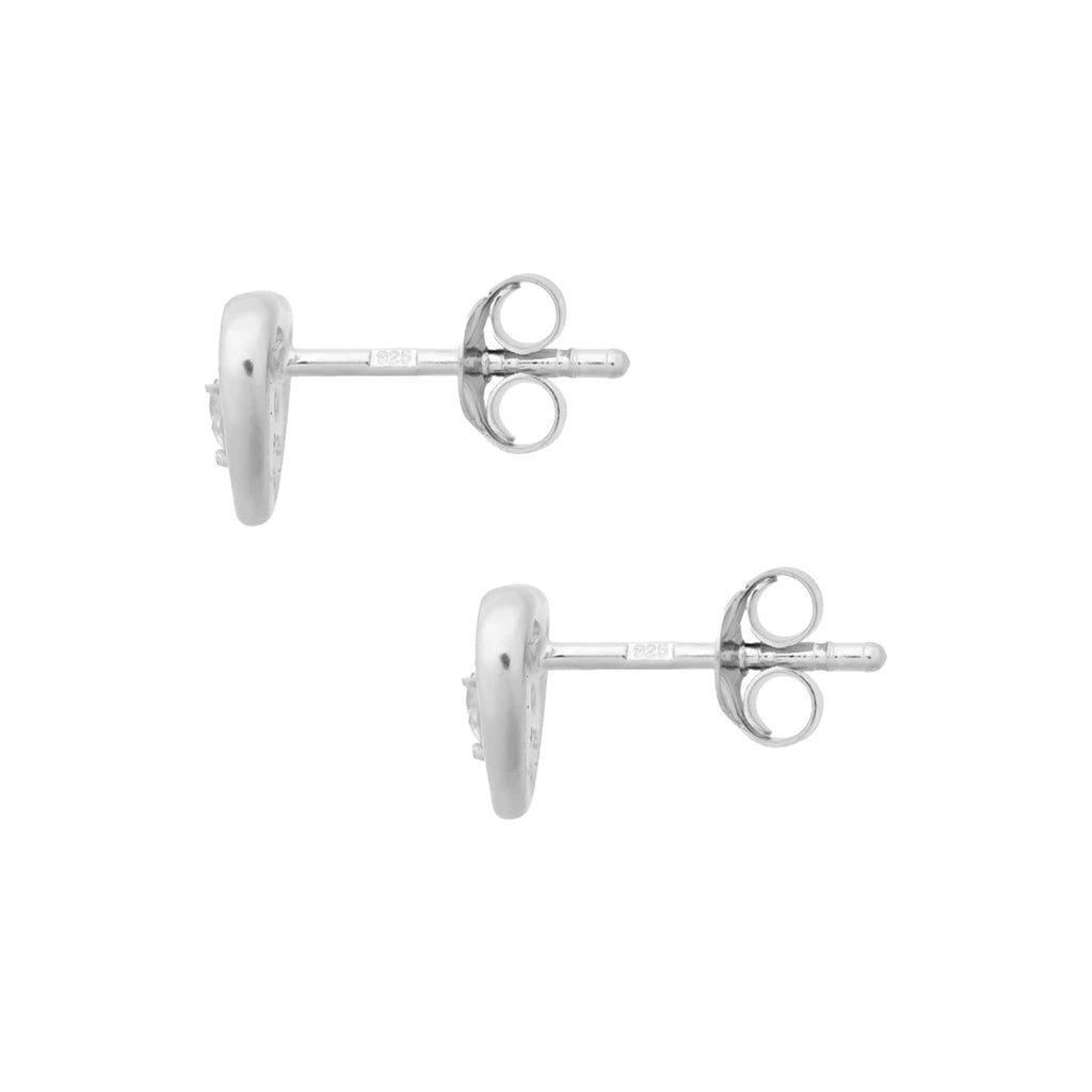 Silver Pink Heart Earrings