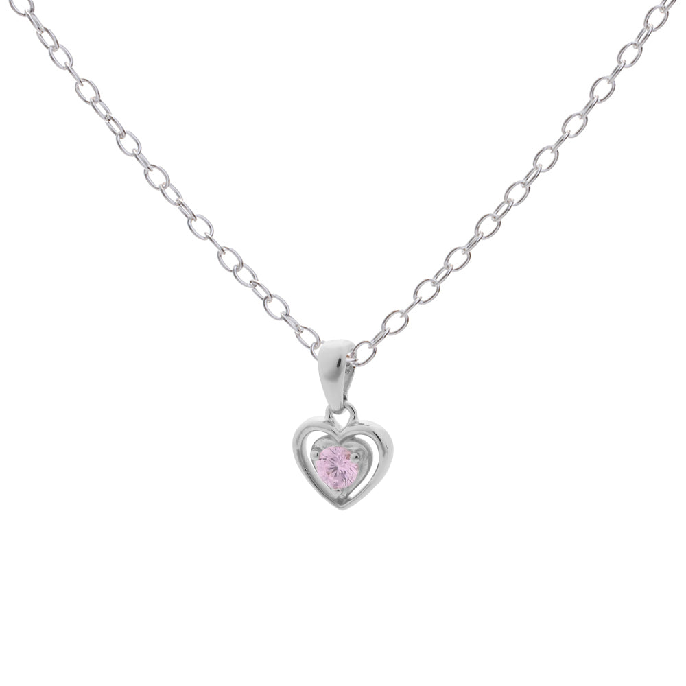 Silver Pink Heart Necklace